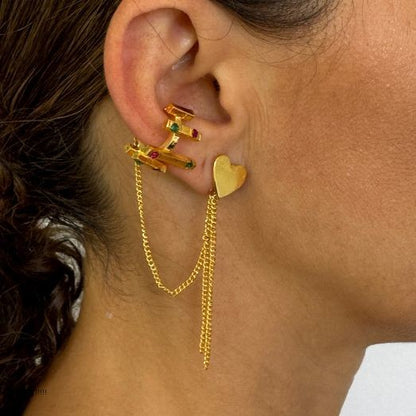 Earcuff Corazon Entrepaños Circón